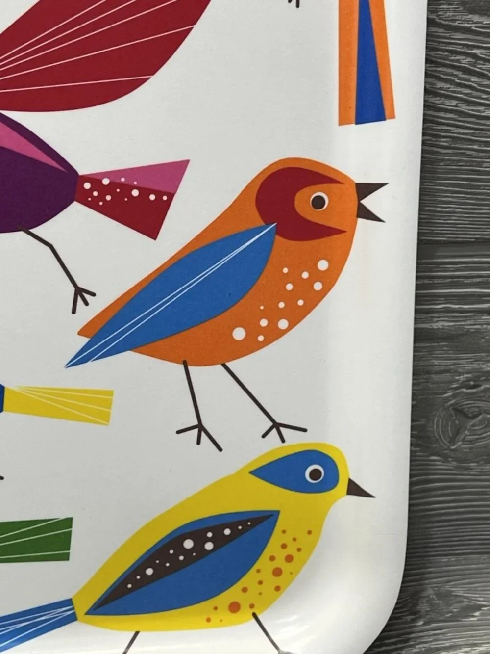 IKEA BARBAR Retired Bird Melamine Tray 13x13 Colorful Scandinavian Modern Art